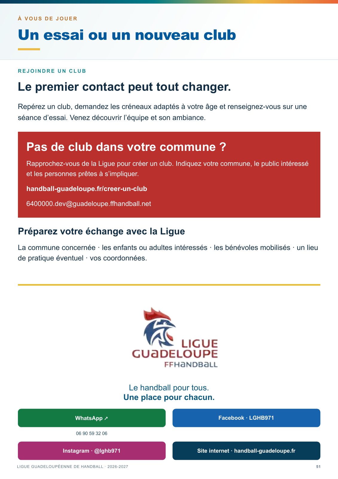 Page 51 — Créer un club