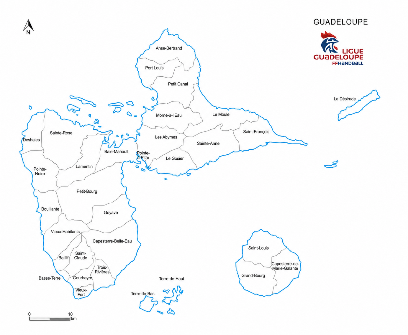 Carte des communes de Guadeloupe